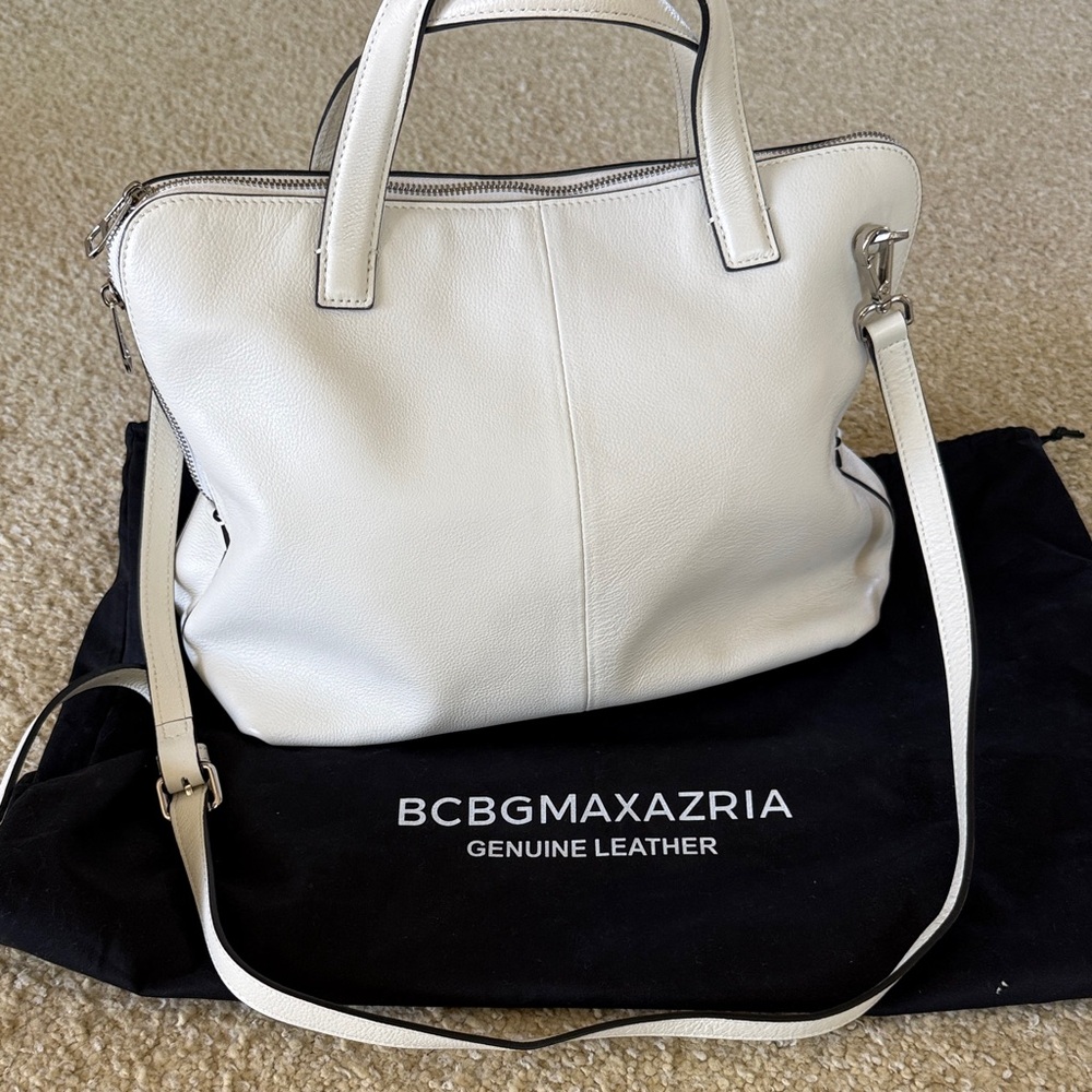 BCBGMaxAzria Cream Leather Satchel